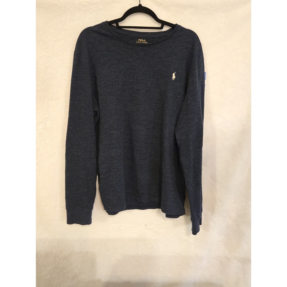 Polo Ralph Lauren Men's Sixe L Long Sleeve Crewneck Shirt Blue Pony‎ Logo Preppy